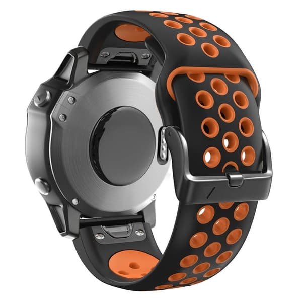 26 mm dobbeltfarvet silikonerem til Garmin- og Coros-ure - Sort / Orange Orange