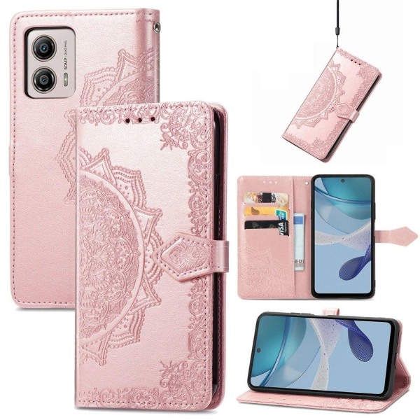 Mandala Motorola Moto G53 Läppäkotelo - Ruusukulta Pink
