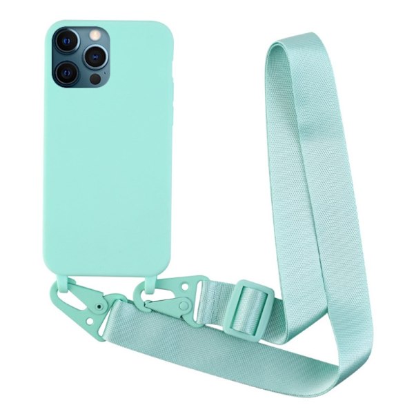 Tyndt TPU etui med mat finish og justerbar strop til iPhone 12/12 Pro - Lysegrøn Green