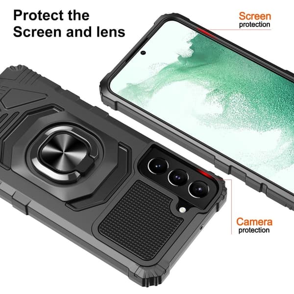Slidstærkt cover i hård plast med blød inderside og kickstand til Samsung Galaxy S22 Plus - Sort Black
