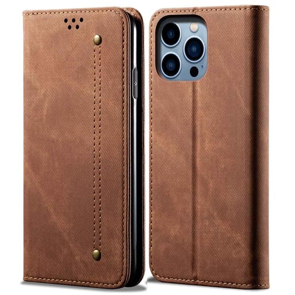 Jeans iPhone 14 Pro Max Flippetui - Kaffe Brown