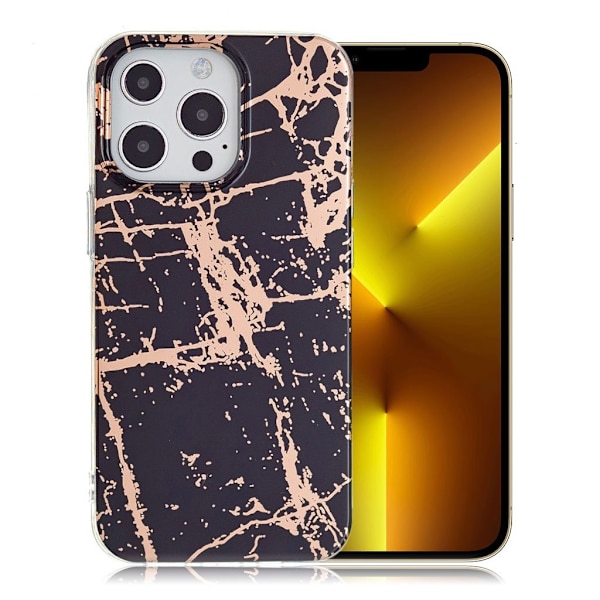Marble iPhone 13 Pro Max Etui - Svart / Gull Multicolor