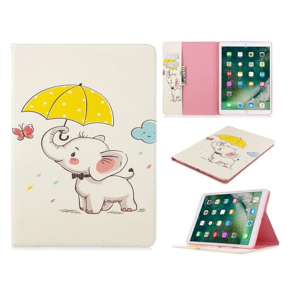 iPad 10.2 (2019) Stilfuldt mønster læder flip etui - Elefant Multicolor
