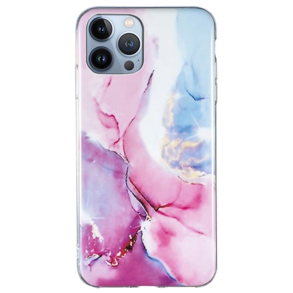 Marmormotiv iPhone 14 Pro Max skal - Rosa / Blå multifärg