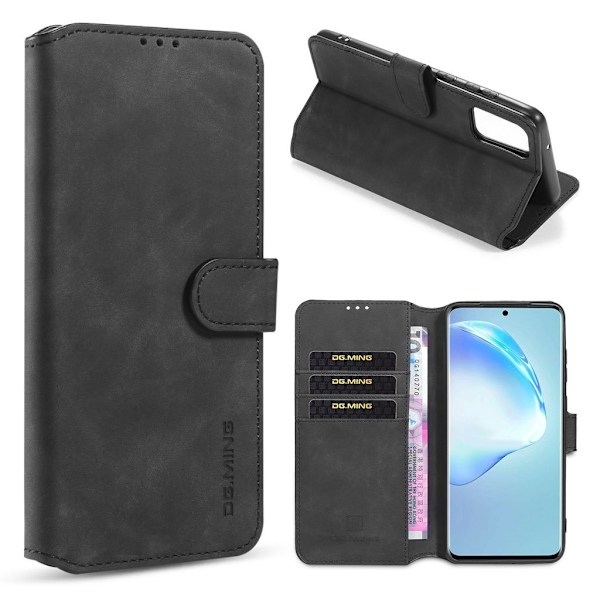 DG.MING Samsung Galaxy S20 Plus Retro kotelot - Musta Black