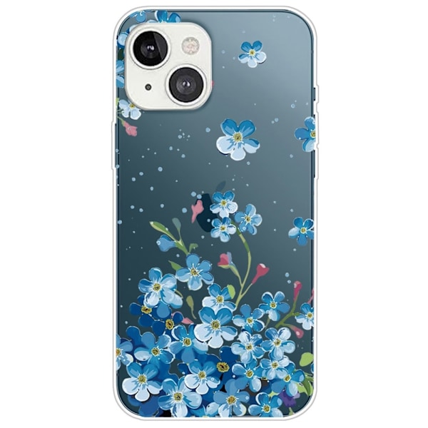 Deco iPhone 14 deksel - Blå Blomster Blue