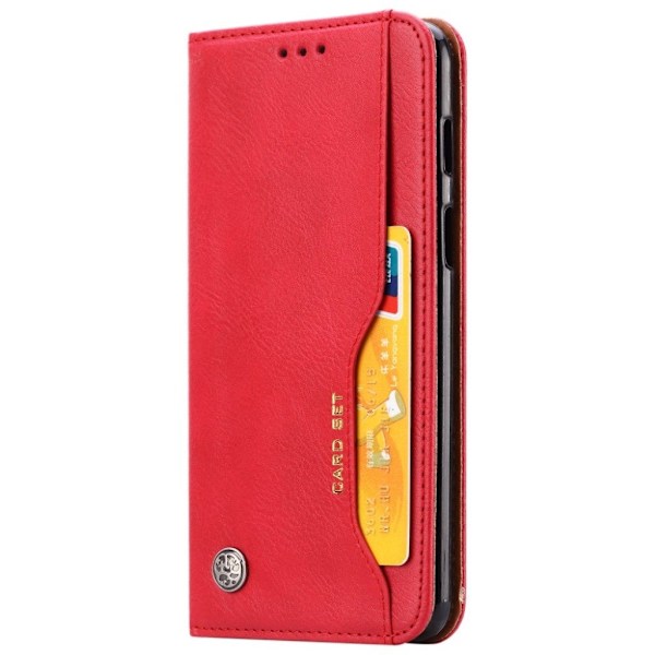 OnePlus 6 mobilfodral PU läder stående korthållare - Röd Röd