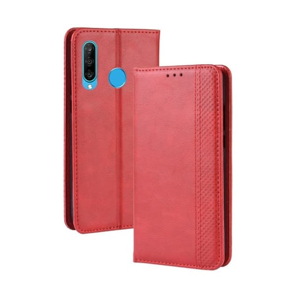 Huawei P30 Lite vintage læderetui - Rød Red