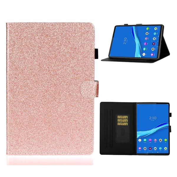 Lenovo Tab M10 FHD Plus läderfodral med tema flash powder - Roséguld Rosa