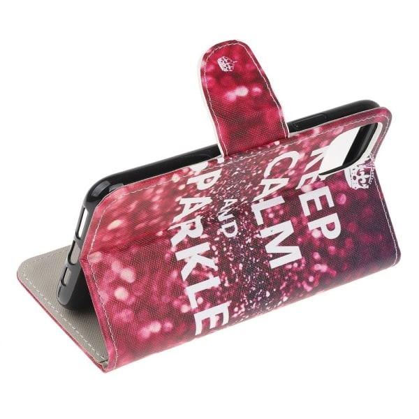 Wonderland Motorola Edge 20 Lite Flip Etui - Keep Calm og Sparkle Red