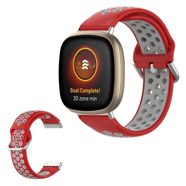 Fitbit Versa 3 / Sense kaksivärinen silikonikellonauha - Punainen / Harmaa Red