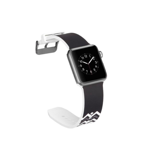 Apple Watch Series 5 40mm camouflage silikone Urrem - Sort og Hvid Wavy Lines Black