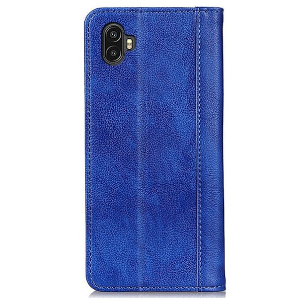 Äkta läder Samsung Galaxy Xcover 6 Pro fodral med magnetisk stängning Blå