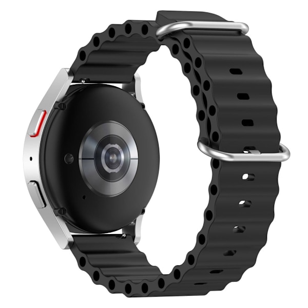 22 mm klockarmband i silikon med universell vågdesign - Svart Svart