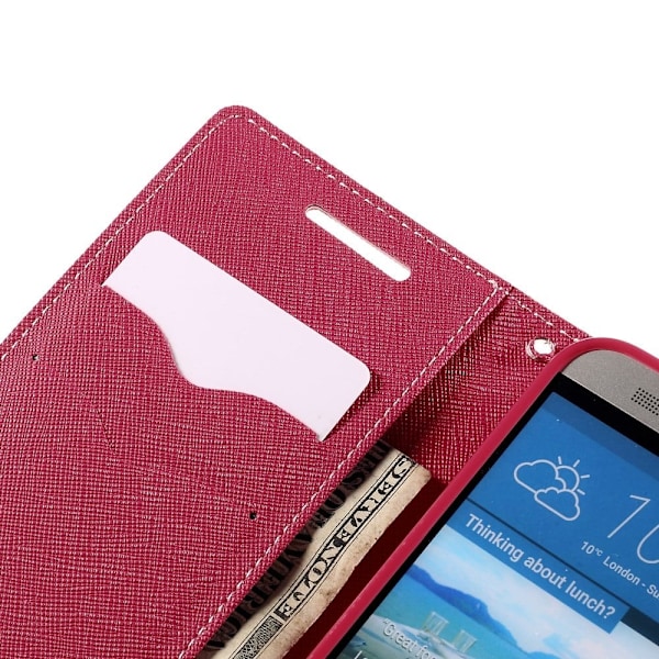 Mercury HTC One M9 Läder Flip Fodral med Korthållare - Rosa Rosa