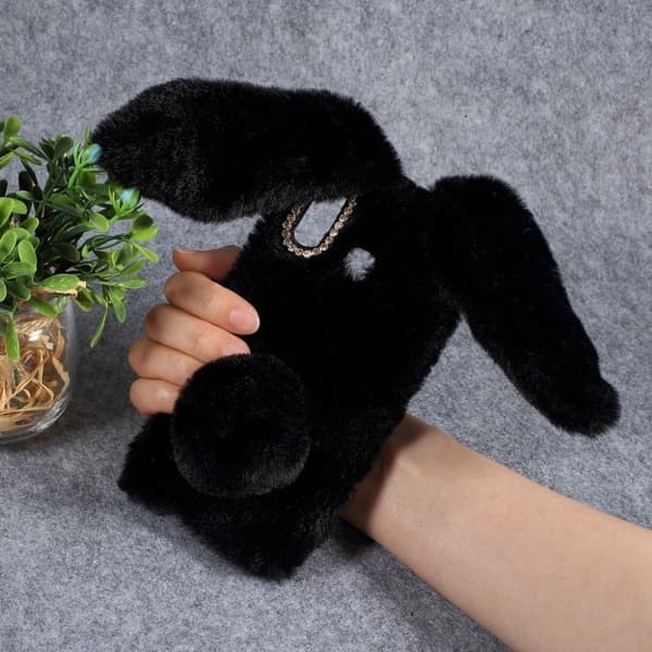 Fluffy Rabbit Samsung Galaxy A30 skal - Svart Svart