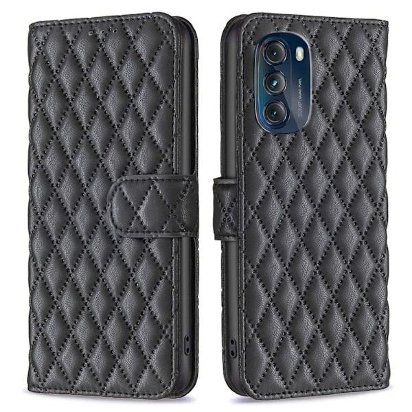 Rhombus mat Motorola Moto G (2023) flip etui - Sort Black