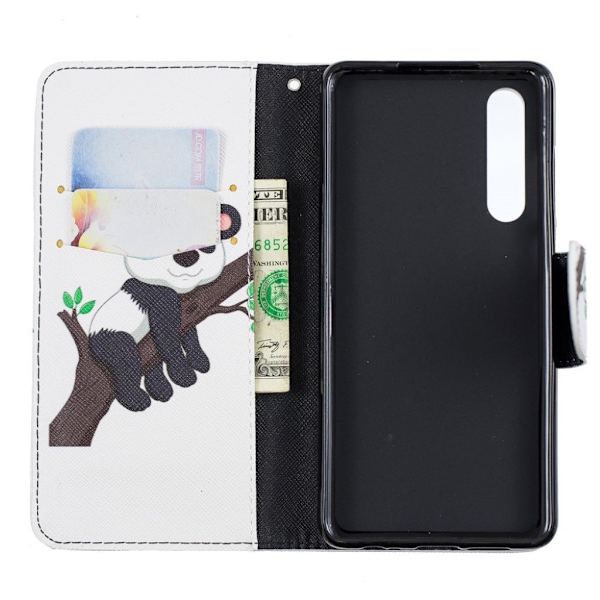 Huawei P30 läderfodral med mönster - Panda som Klättrar multifärg