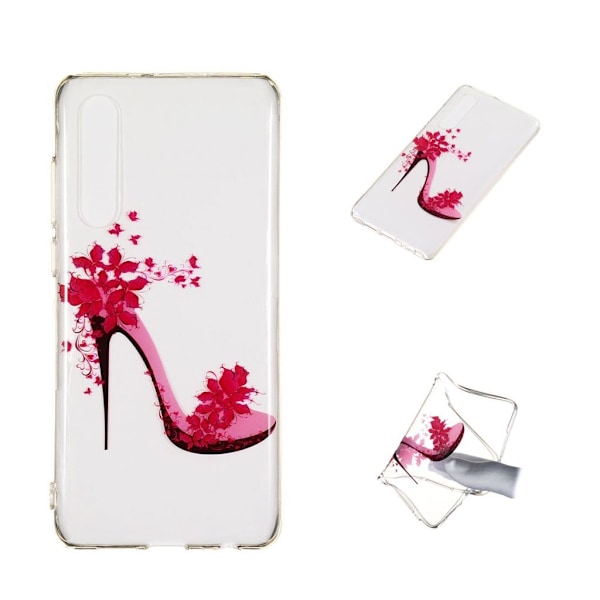 Huawei P30 trykt mønster etui - Blomstret Højhæl Pink
