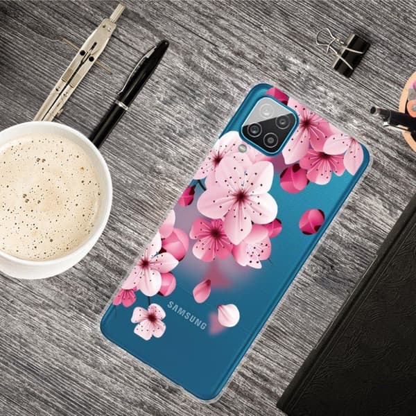 Deco Samsung Galaxy A12 5G Etui - Rosa Blomst Pink