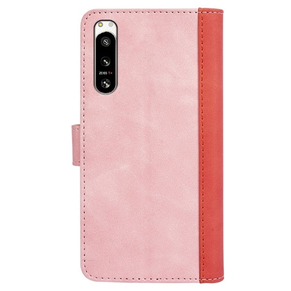 Tvåfärgat Sony Xperia 5 IV fodral i läder - Rosa Rosa