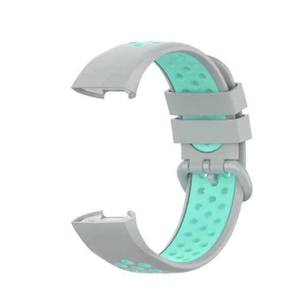 Fitbit Charge 3 / 4 tvåfärgad silikon klockarmband - grå / cyan Silvergrå