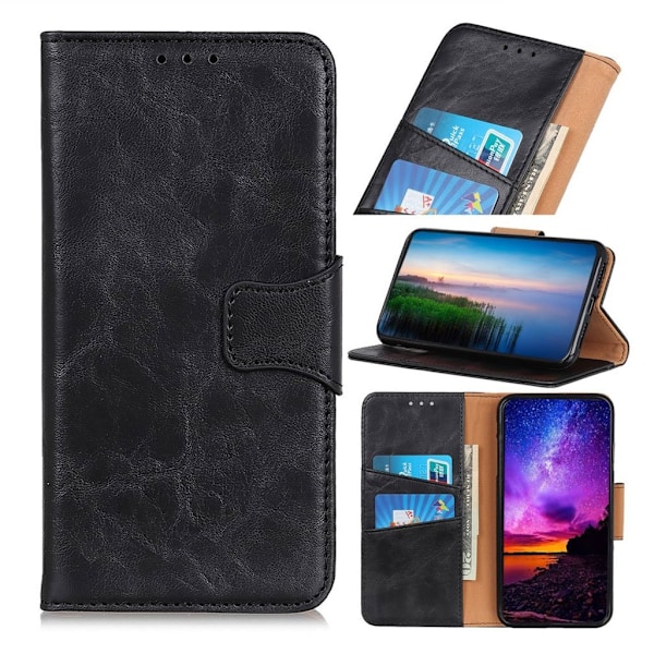 Neptune LG K20 (2019) leather kotelot - Musta Black