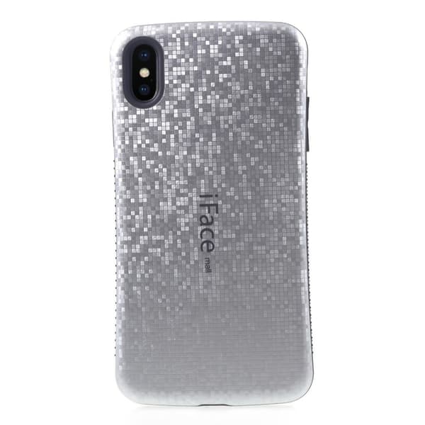 IFACE MALL iPhone Xs Max hybridfodral med mosaikmönster - Grå Silvergrå