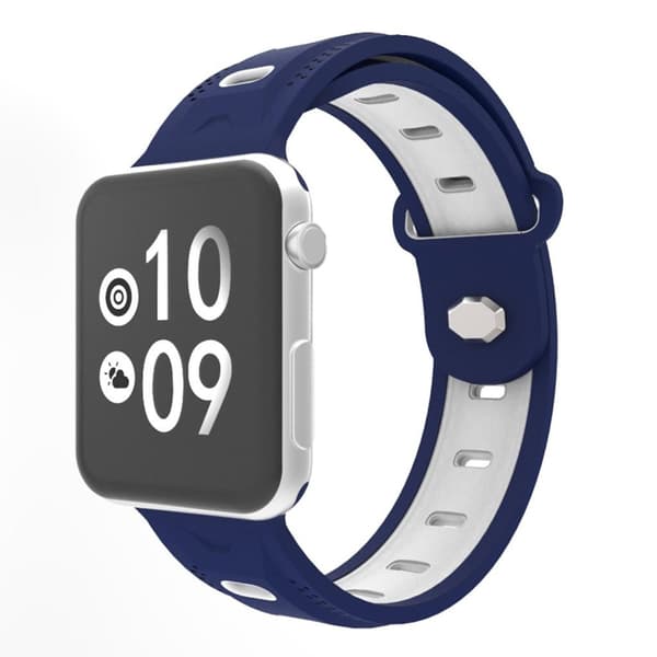 Apple Watch Series 4 44mm klockarmband i silikon med prickdesign - Blå / Vit Blå