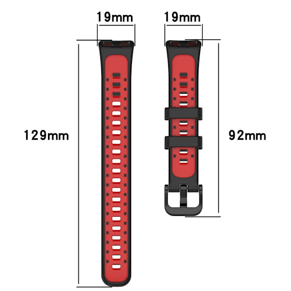 Huawei Band 8 dobbeltfarvet silikonestrop - Sort / Grå Silver grey