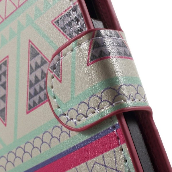 Holberg læder-etui med kortslidse til Lenovo K5 - Geometrisk mønster Multicolor