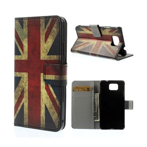 Moberg (Vintage UK Flagga) Samsung Galaxy Alpha Läder Flip Fodral multifärg