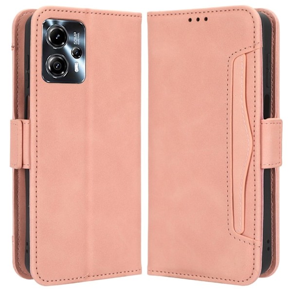 Stilfuldt Læder Etui med Pung til Motorola Moto G23 / G13 - Lyserød Pink
