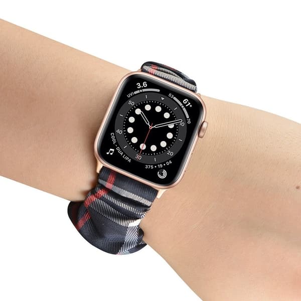 Apple Watch 40mm elastinen hiusnauha - Musta Risti Ruutu / Koko: L Black