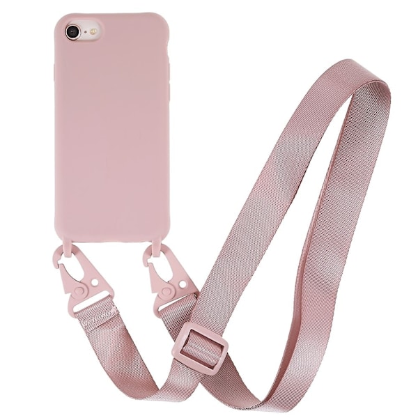Ohut TPU-kotelo, jossa on mattapinta ja säädettävä hihna iPhone SE (2022) / SE 2020 / 8 / 7 - Syvä Vaaleanpunainen Pink