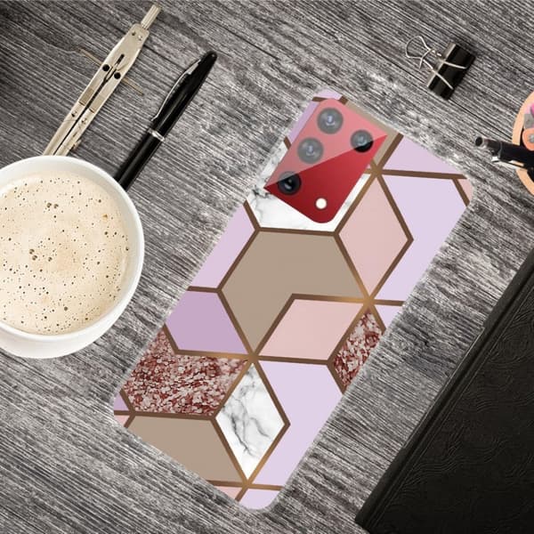 Marble Samsung Galaxy S21 Ultra Etui - Golden Lush Tile Multicolor