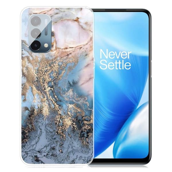 Marmordesign OnePlus Nord N200 5G deksel - Blåaktig Gullmarmor Multicolor