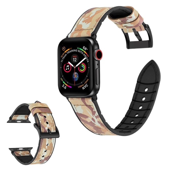 Apple Watch Series 6 / 5 40mm silikone + læderbelagt urrem - Camouflage Brun Brown