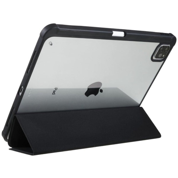 iPad Pro 12.9 (2022) / (2021) / (2020) tri-fold leather and acry Svart
