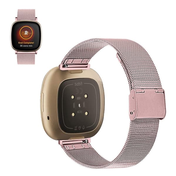 Fitbit Sense / Versa 3 elegant klokkerem i rustfritt stål - Rosa Pink