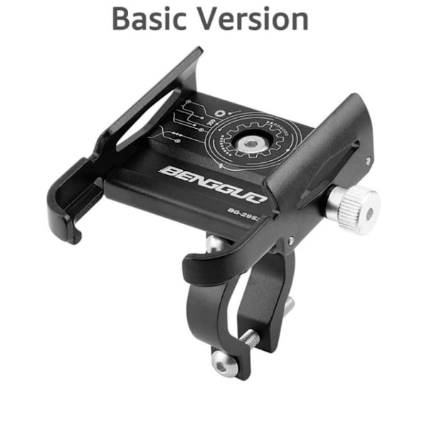 Universal telefonholder til cykelstyr i aluminiumslegering - Sort / Sort Black