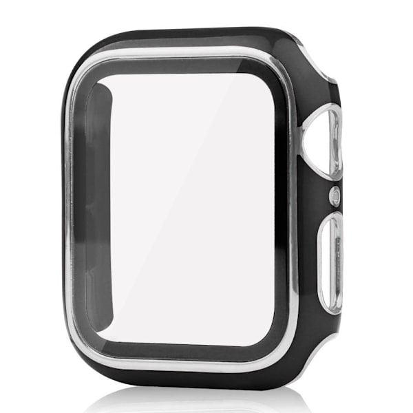 Apple Watch SE 2022 (40mm) dobbeltfarvet galvaniseringscover med hærdet glas - Sort / Sølv Black