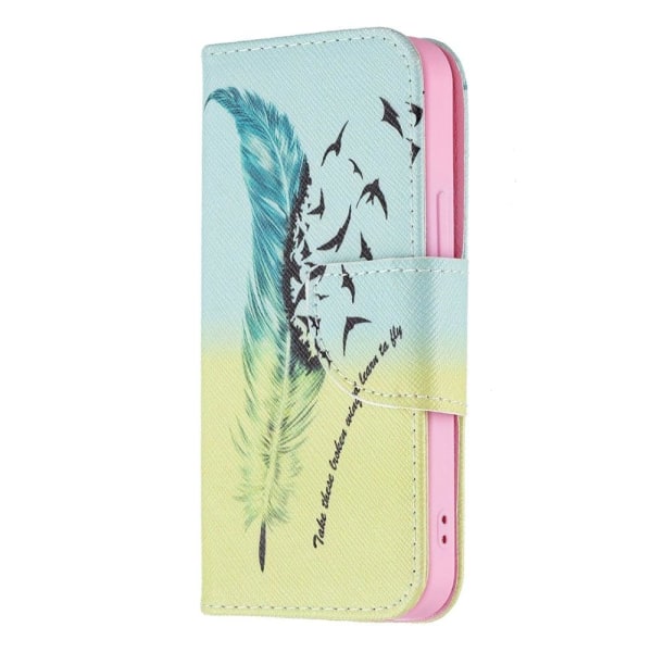 Wonderland iPhone 13 flip etui - Fjer Og Fugle Multicolor