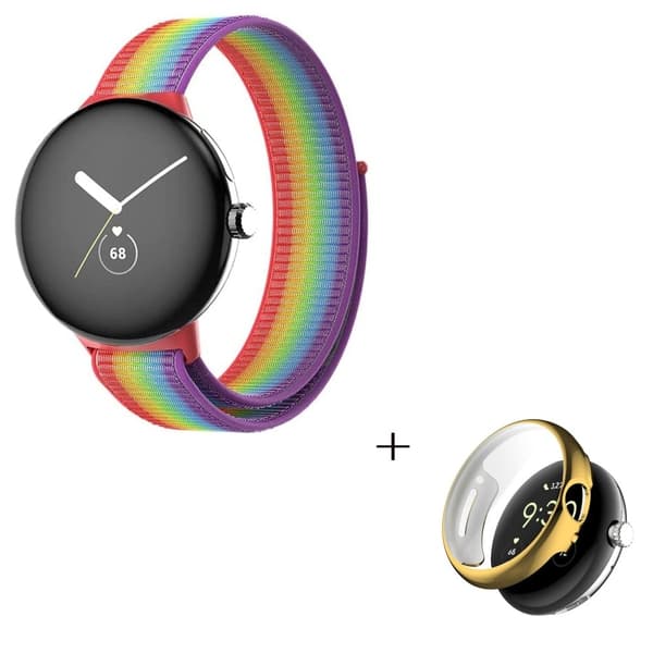 Google Pixel Watch nylonkellohihna kultaisella suojuksella - Monivärinen Multicolor