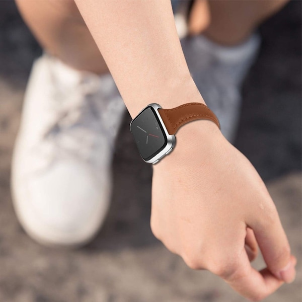 Fitbit Versa 2 / Versa Lite / Versa simple klokkerem i ekte skinn - Kaffe Brown