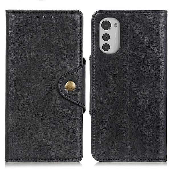 Alpha Motorola Moto E32 nahkainen läppäkotelo - Musta Black