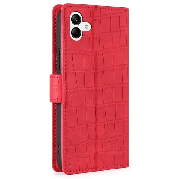 Læretui med Krokodille Tekstur til Samsung Galaxy A04 - Rød Red