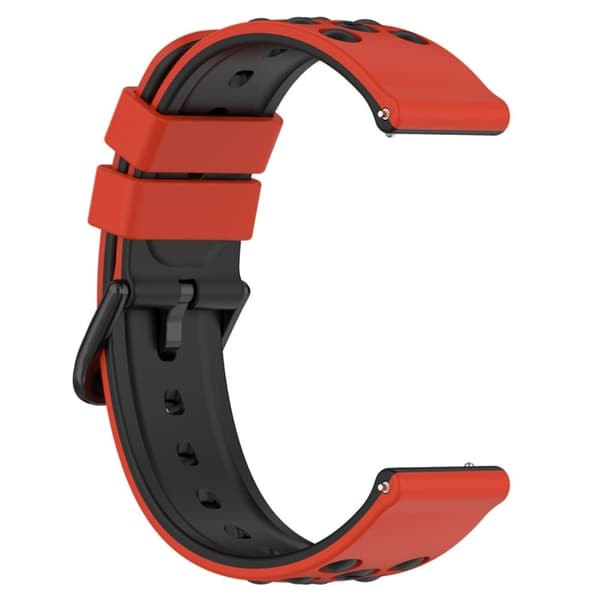 20mm kaksivärinen silikonikellohihna Garmin-kelloon - Punainen Musta Red