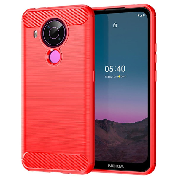 Carbon Flex Suojakotelo Nokia 5.4 - Punainen Red