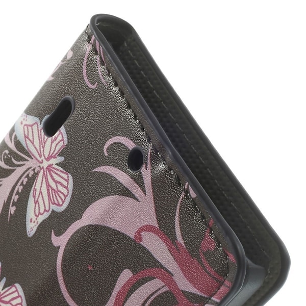 Moberg Nokia Lumia 929/930 Læder Etui - Sommerfugle & Blomster Multicolor